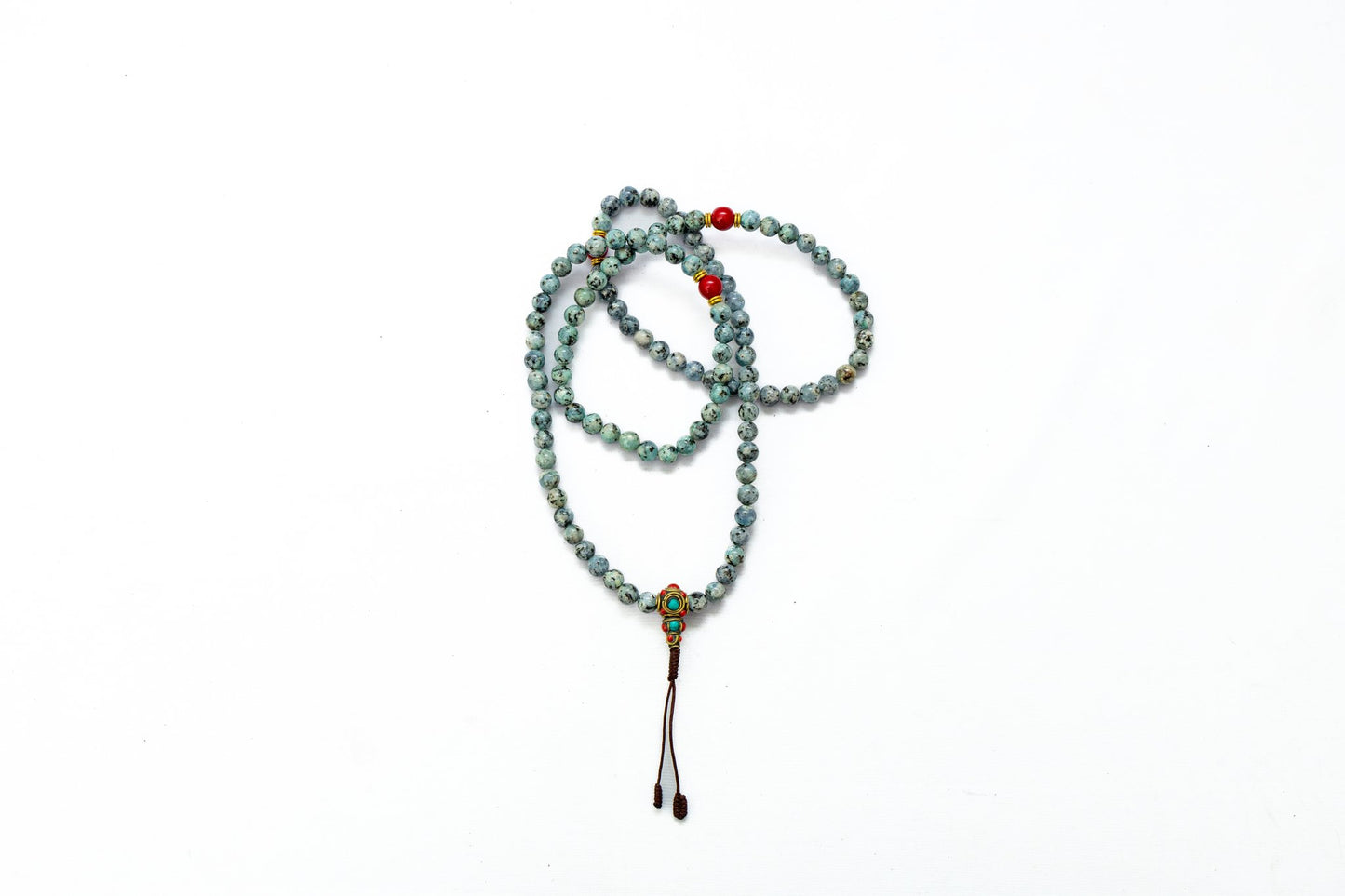 Stone Natural Turquoise Locket 108 Bead Mala