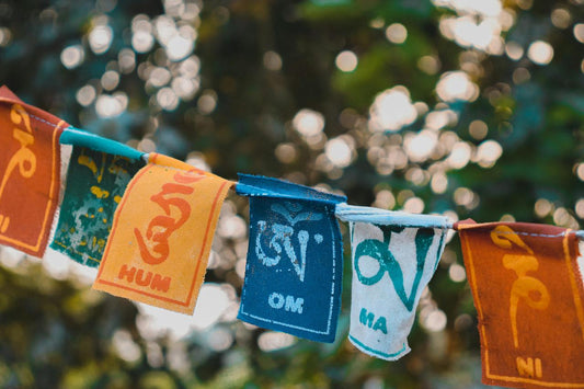 prayer flags hanging on a line